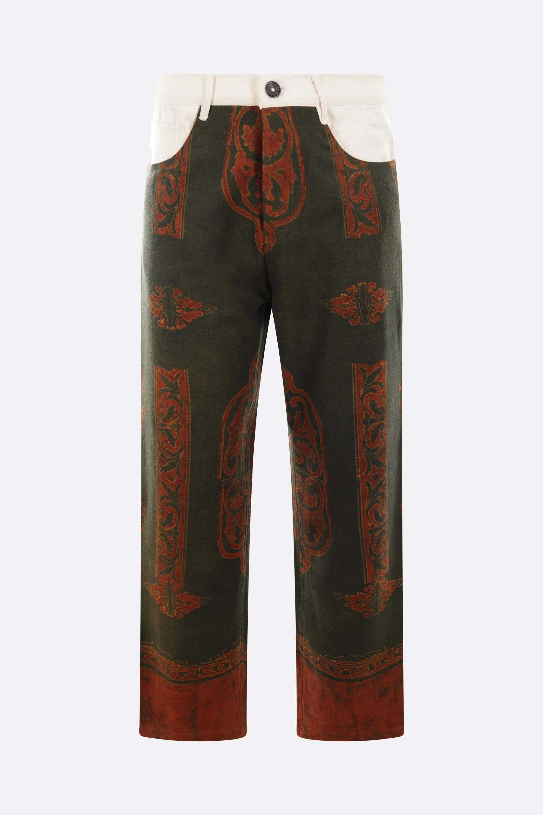 printed wool workwear pants