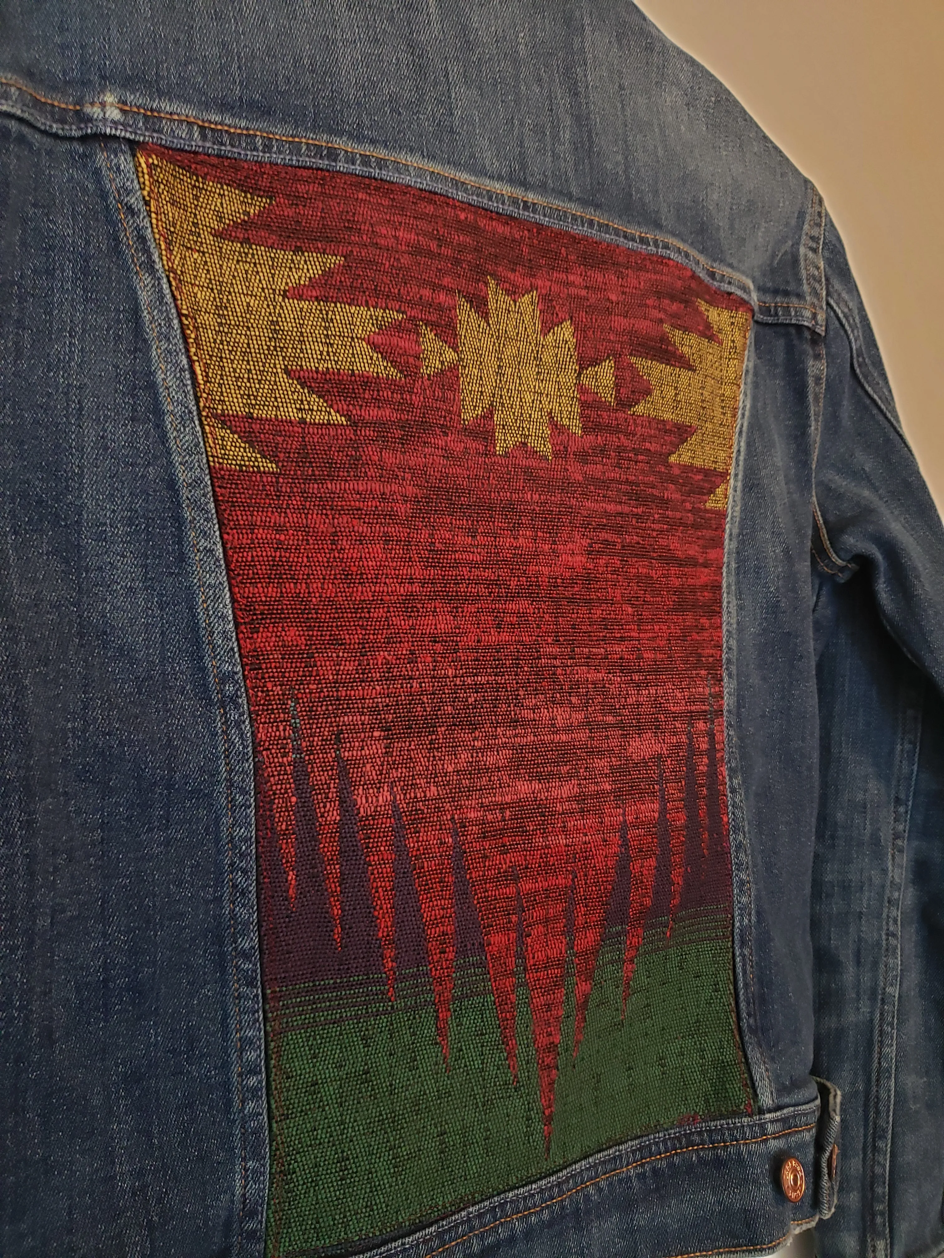 Reworked Denim Jacket - Aztec Sunset