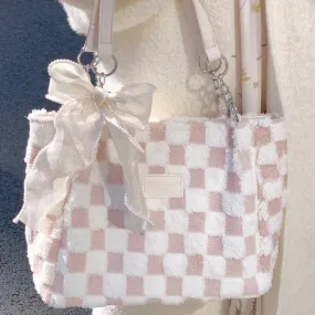 Ribbon Pink Checkered Bag - Kimi