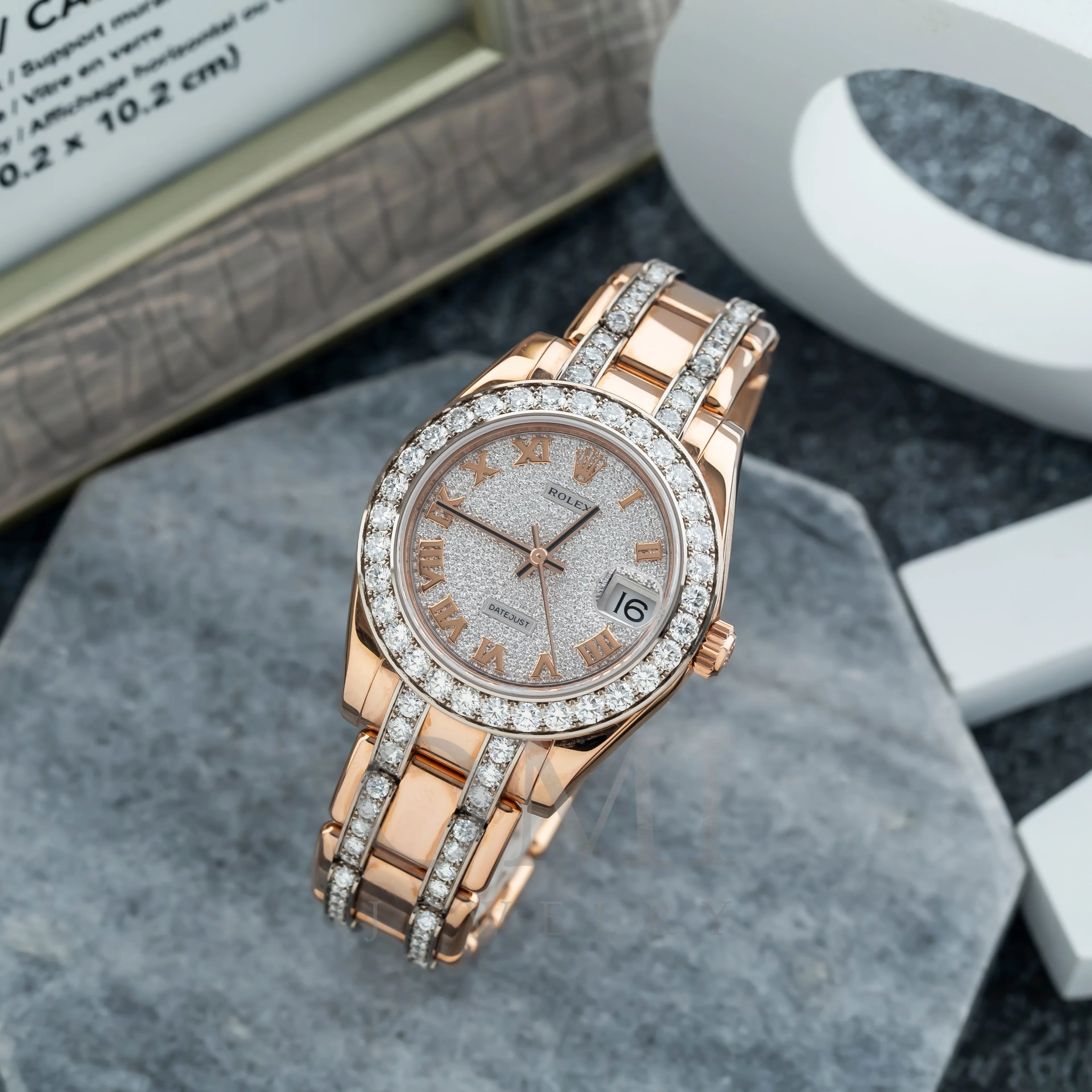 Rolex Datejust Masterpiece 81285 34MM Diamond Dial With 18K Rose Gold Bracelet