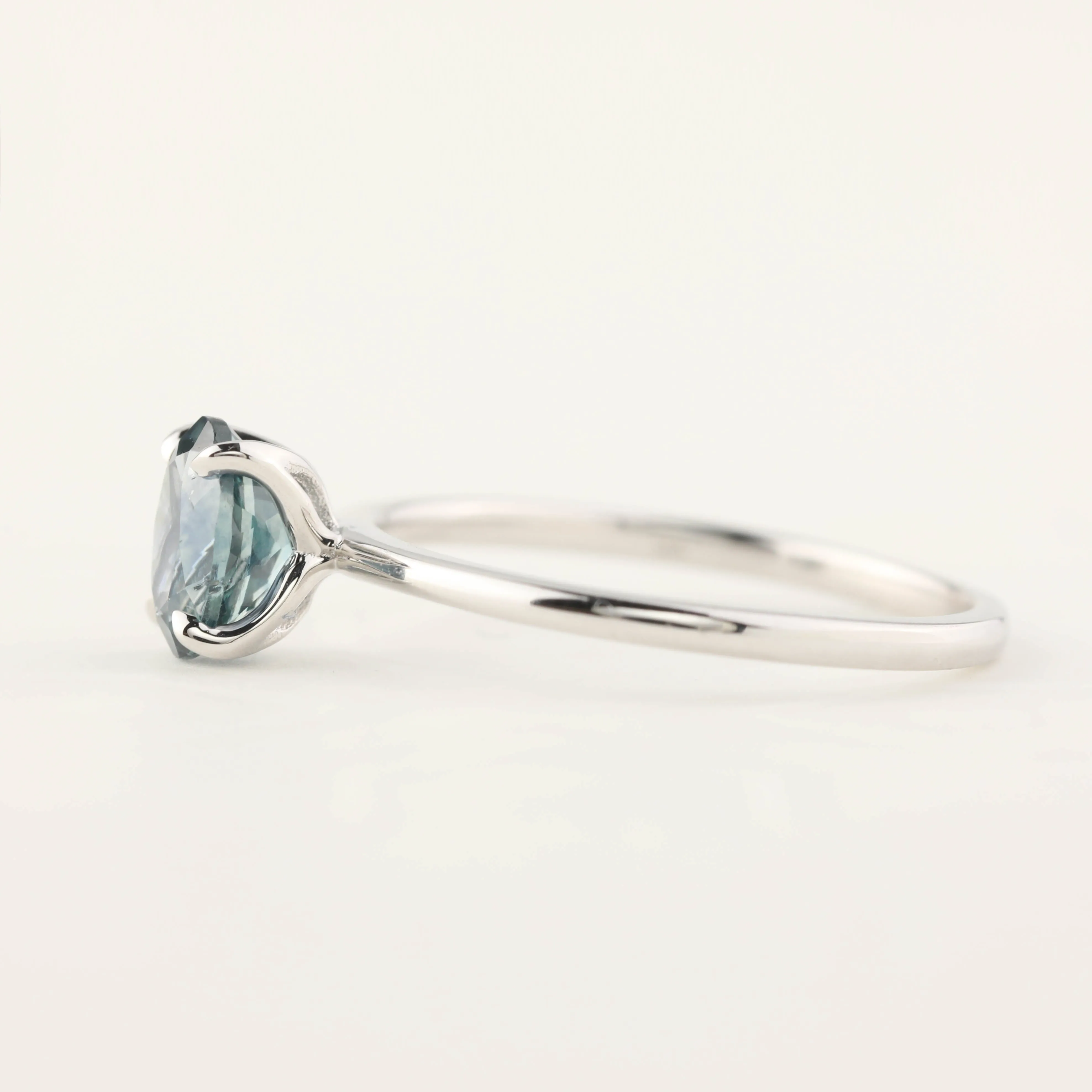 Sara Ring - 1.00ct Parti Blue Green Montana Sapphire, 14k White Gold (One of a kind)