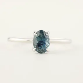 Sara Ring - 1.00ct Parti Blue Green Montana Sapphire, 14k White Gold (One of a kind)