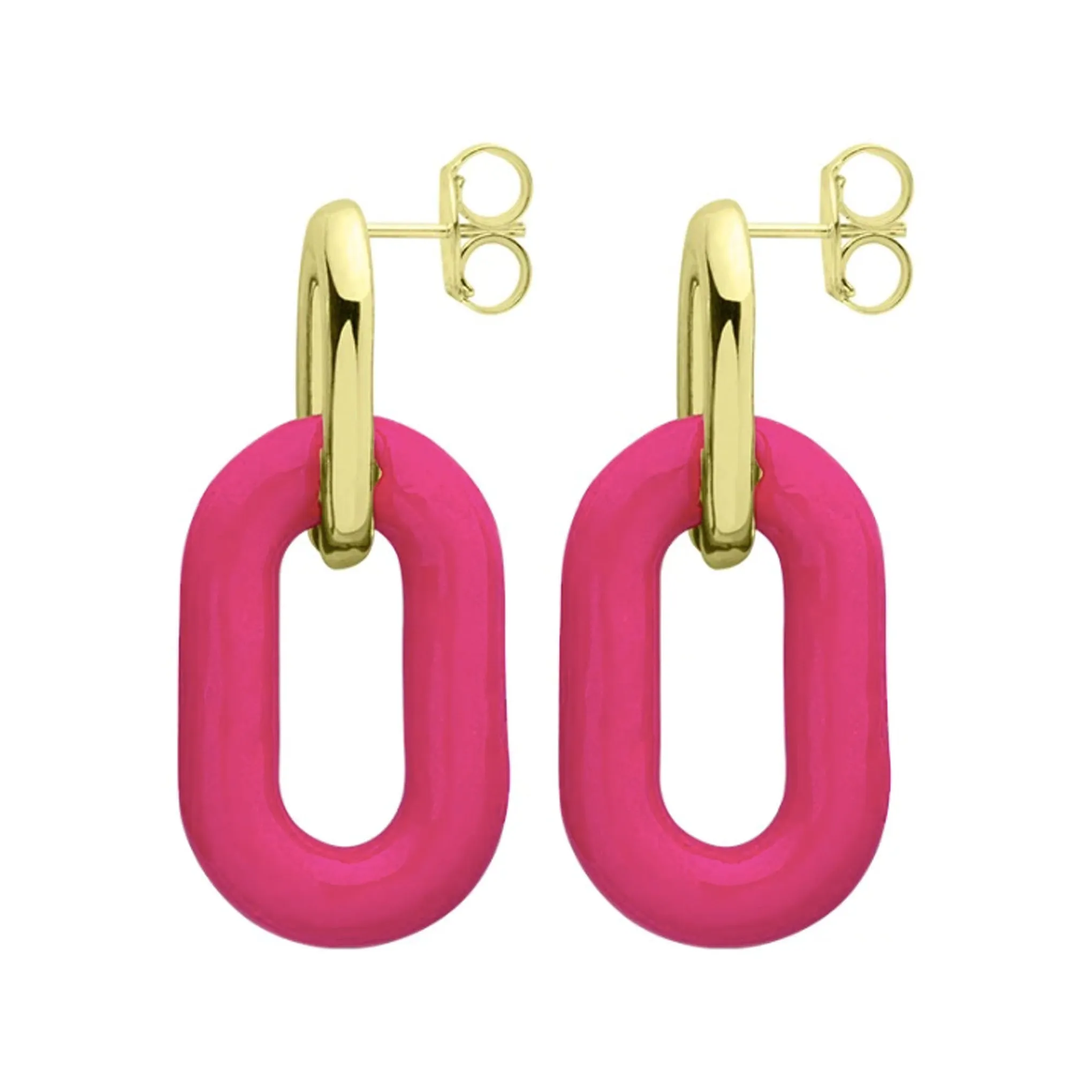 Sheila Fajl Small Shakedown Statement Earrings in Polished Gold and Pink