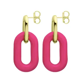 Sheila Fajl Small Shakedown Statement Earrings in Polished Gold and Pink