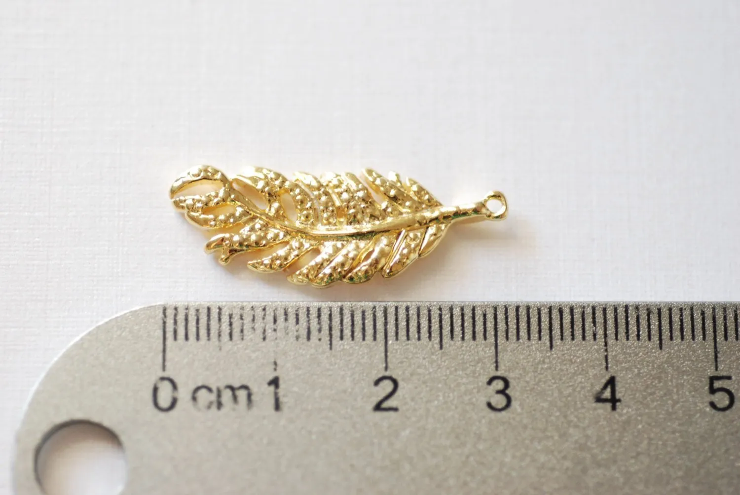 Shiny Vermeil Wholesale Gold Fern Feather Leaf Charm - 18k gold plated over Sterling Silver, Gold Flower Leaf Charm, Gold Tree Branch Charm, Nature