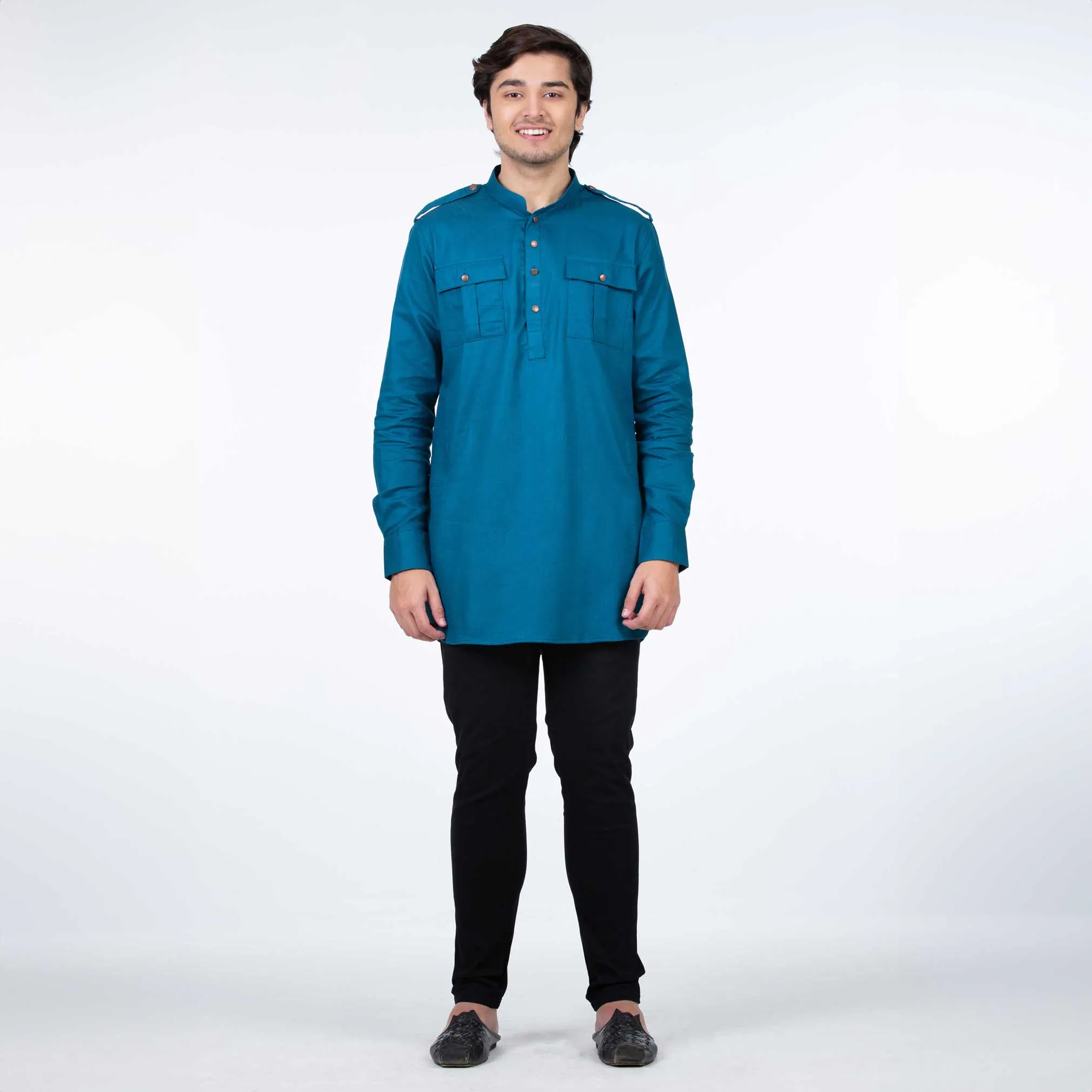 Short Kabli Kurta | Peacock