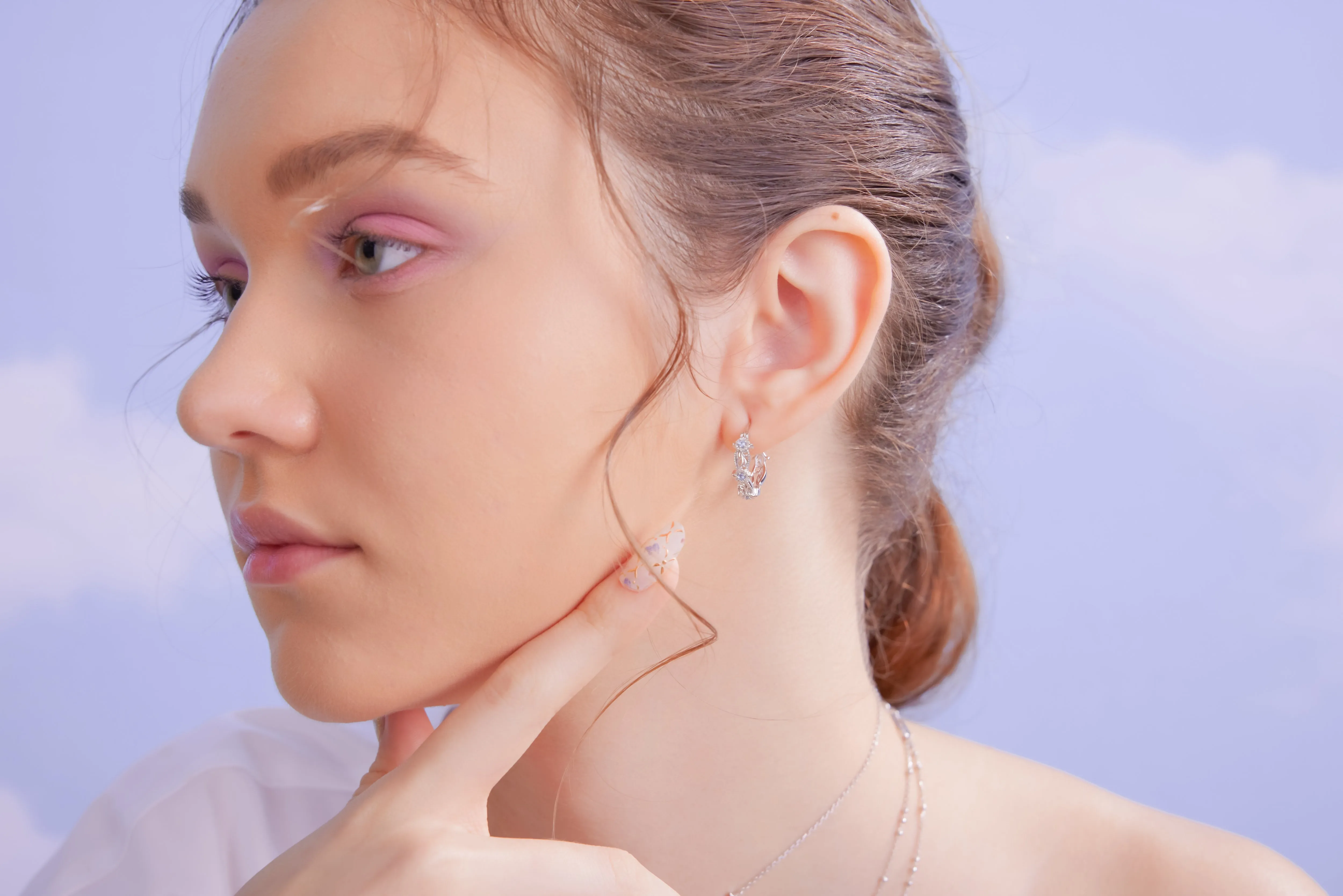 Silver Floral Hoop Earrings - Aster