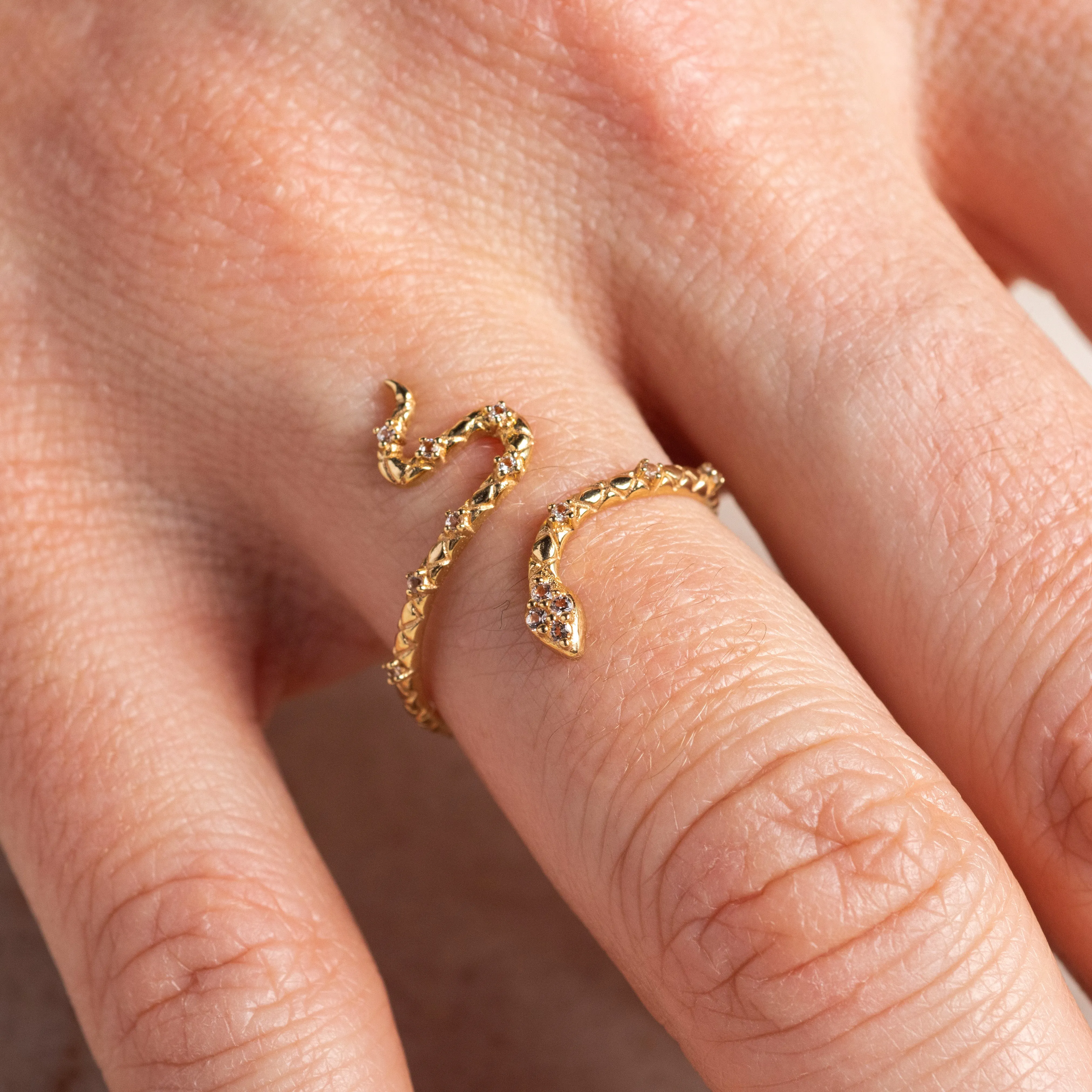 Solid Gold Wrapped Snake Ring for Wisdom