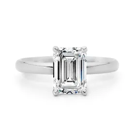 Solitaire emerald cut engagement ring