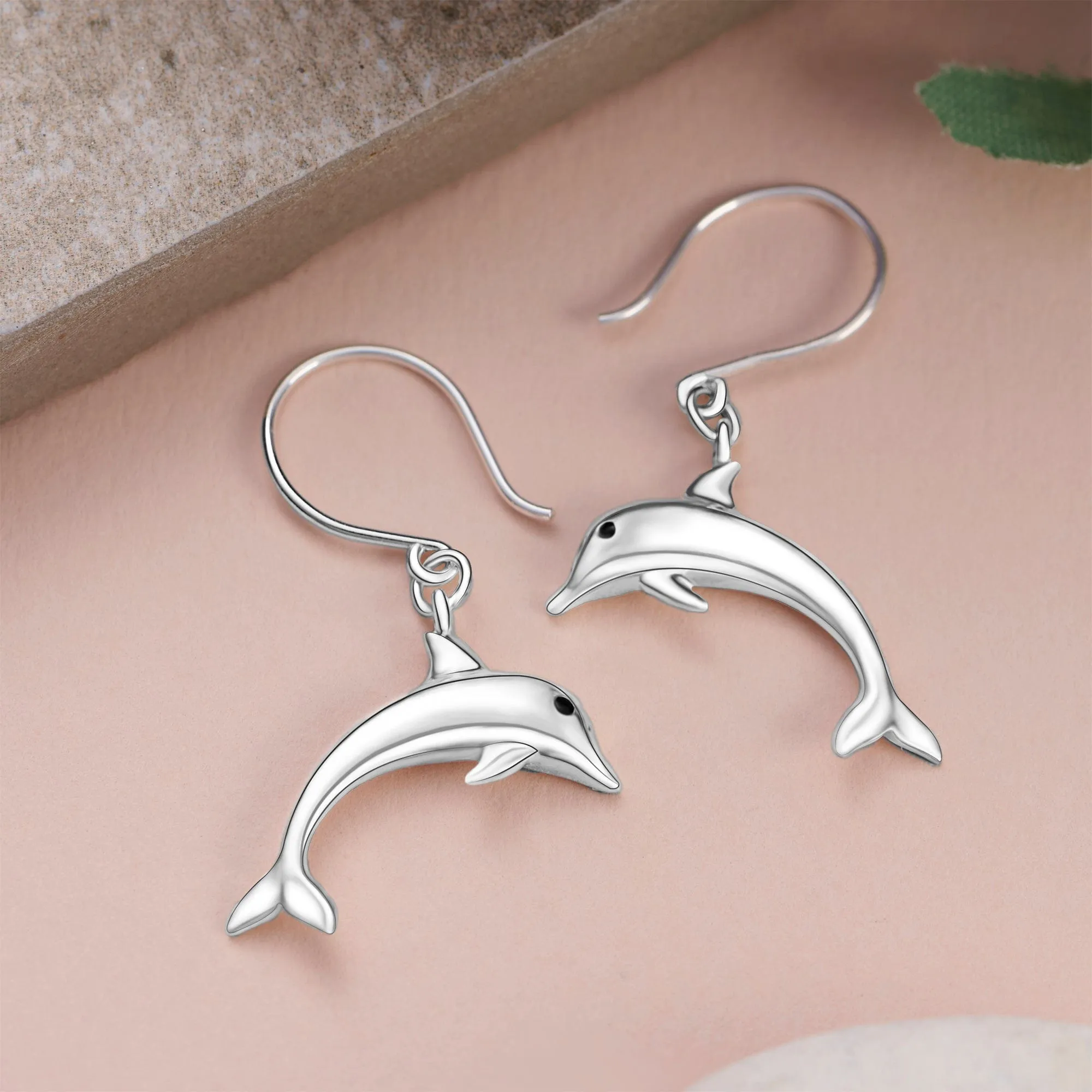 Sterling Silver Dolphin Dangling Earrings