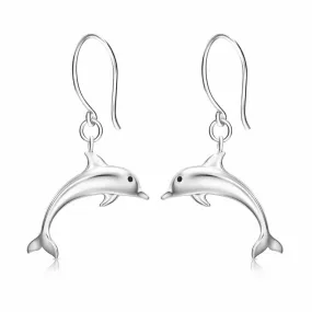 Sterling Silver Dolphin Dangling Earrings