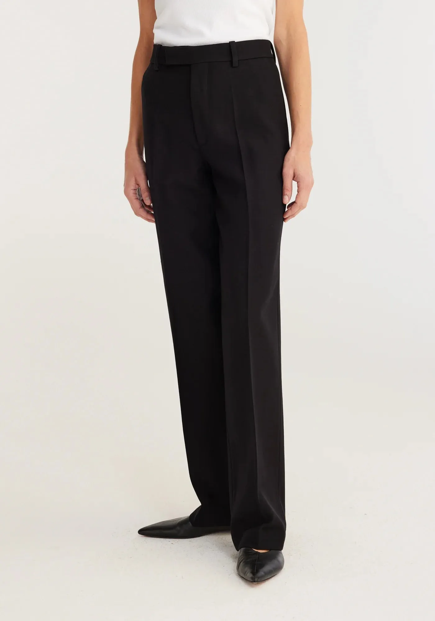 Straight Leg Tailored Trousers - Black