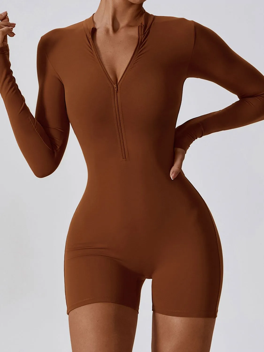 Sunset and Swim Half Zip Long Sleeve Active Romper