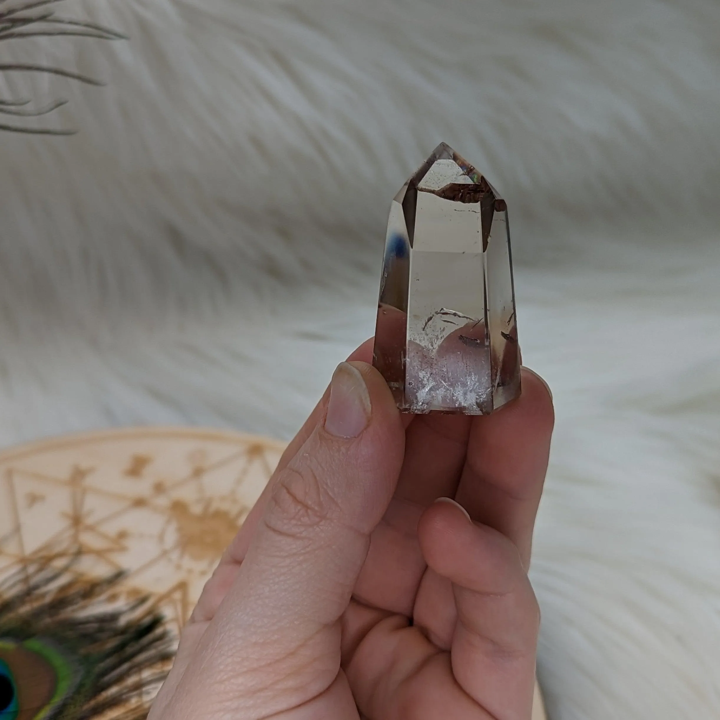 Super Clear Smoky Quartz Polished Point with Rainbow~ Protective and Grounding ~