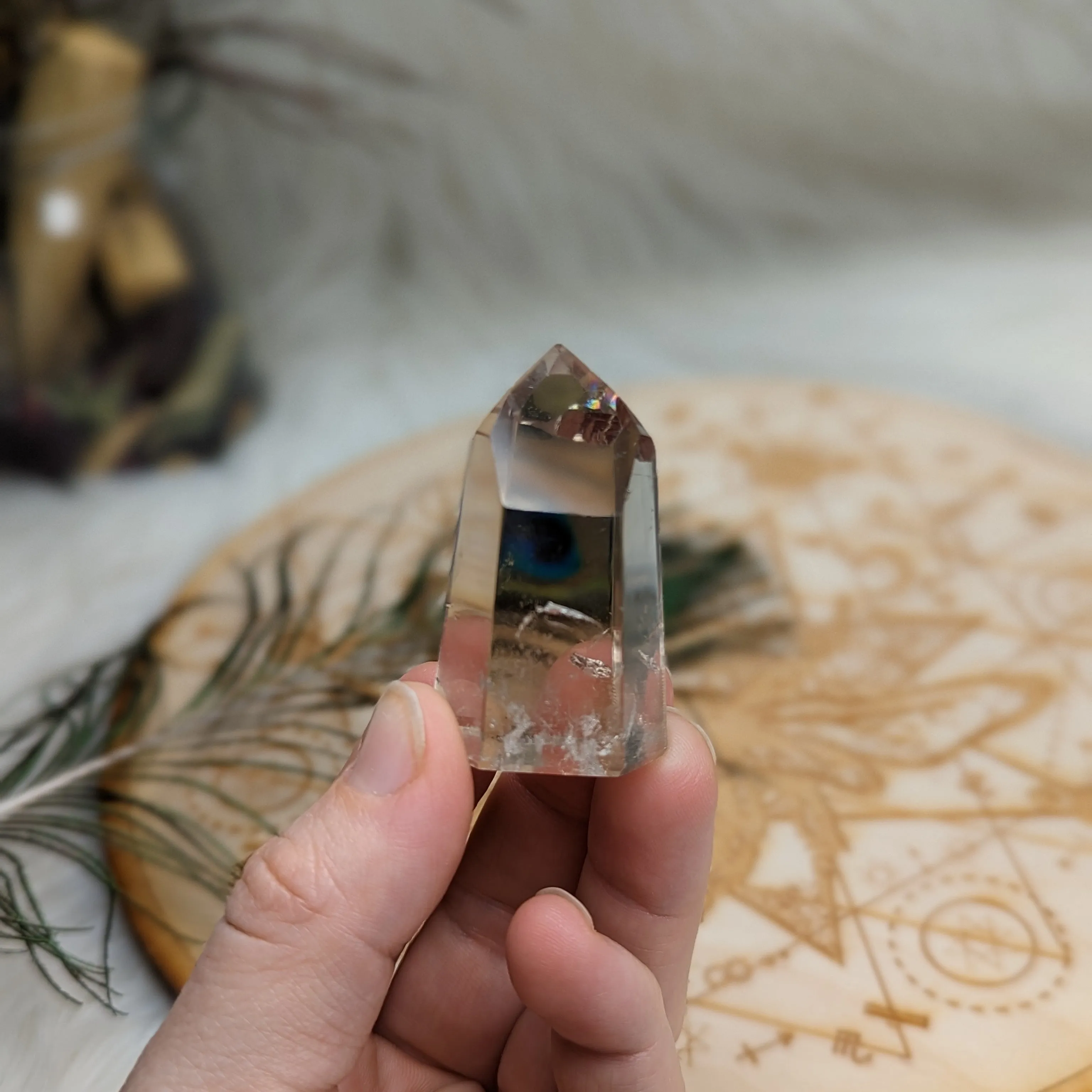 Super Clear Smoky Quartz Polished Point with Rainbow~ Protective and Grounding ~