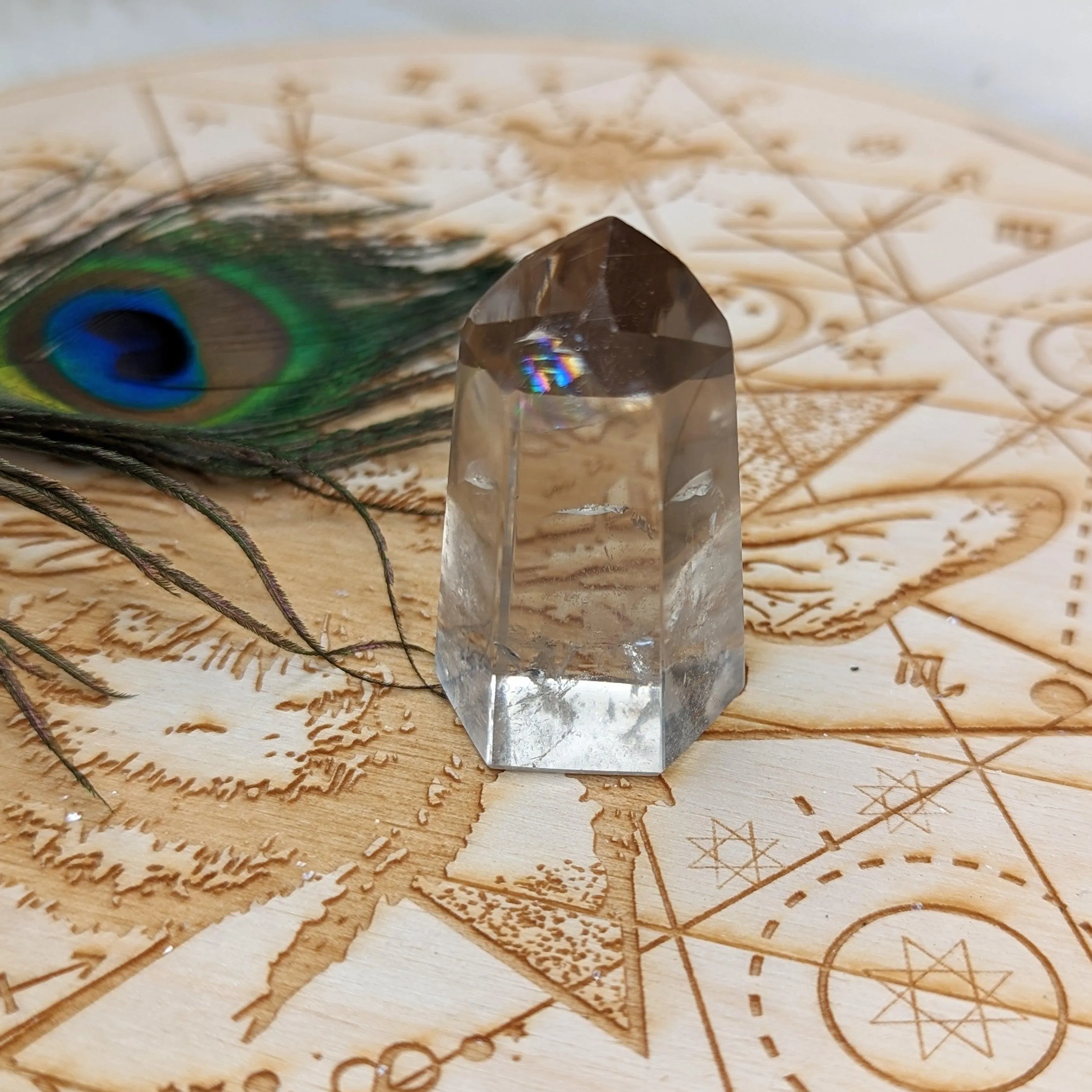 Super Clear Smoky Quartz Polished Point with Rainbow~ Protective and Grounding ~