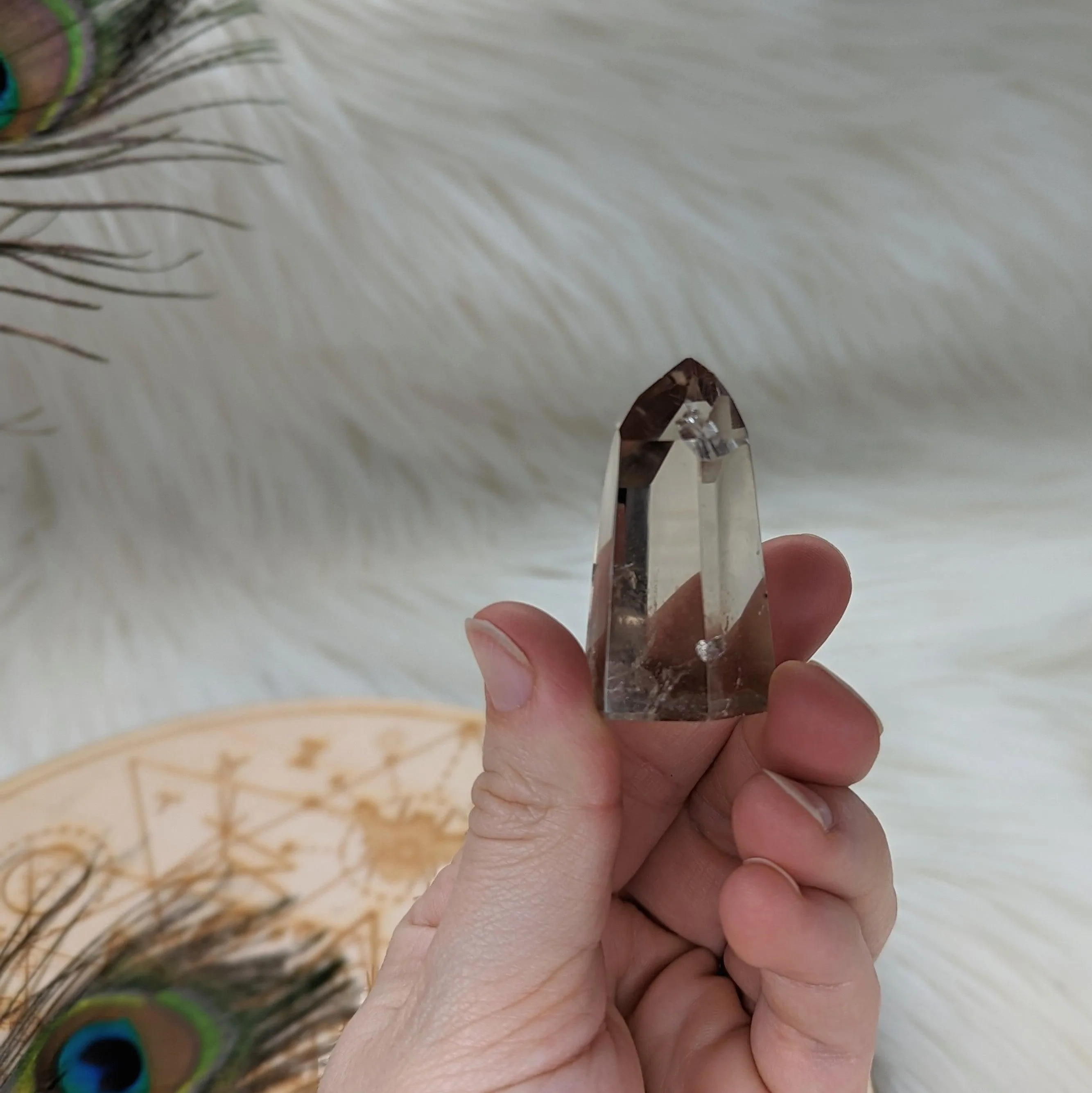 Super Clear Smoky Quartz Polished Point with Rainbow~ Protective and Grounding ~