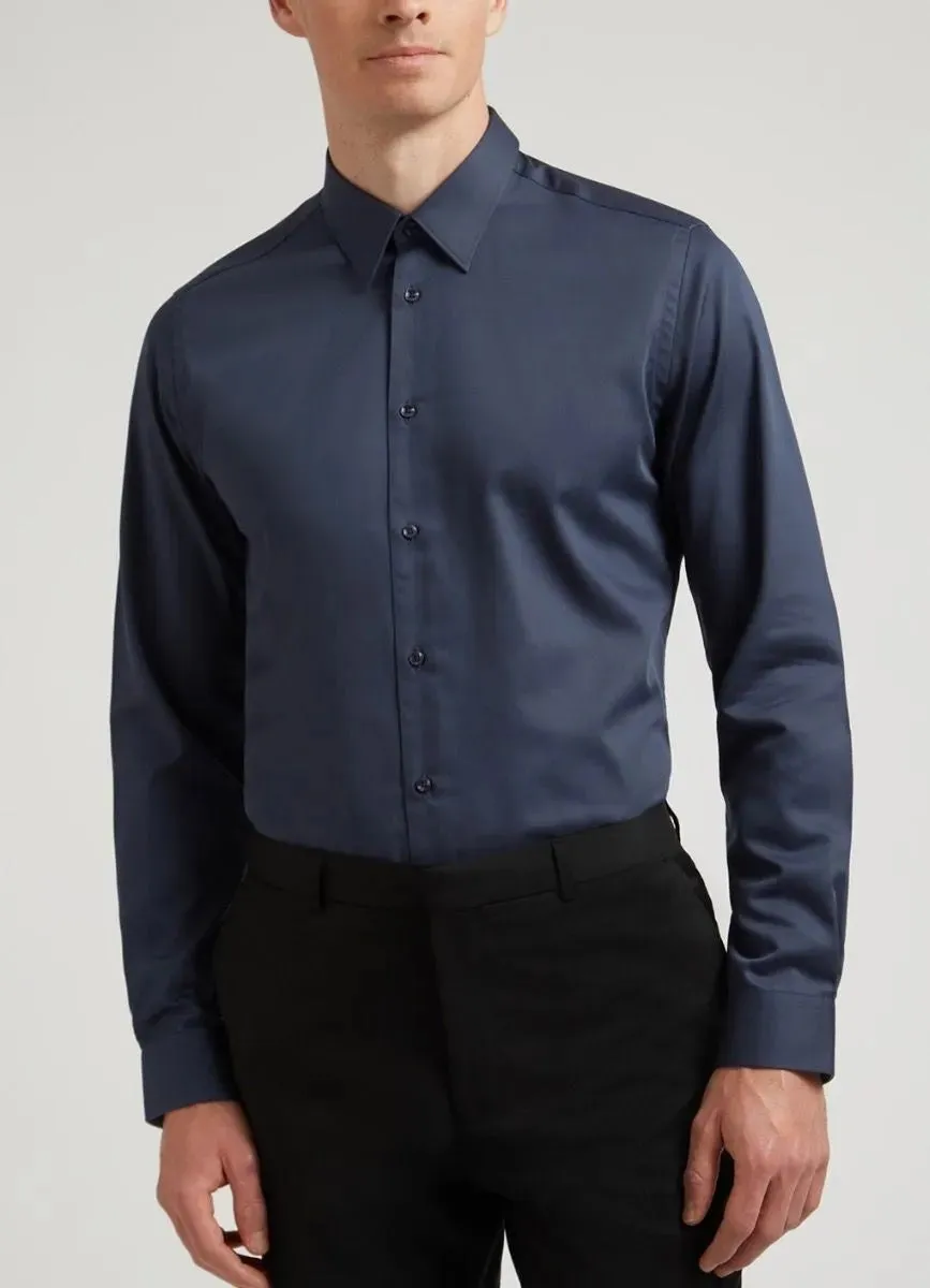 Ted Baker Navy Duddon Core Steel Slim fit Shirt UK 15.5" Neck