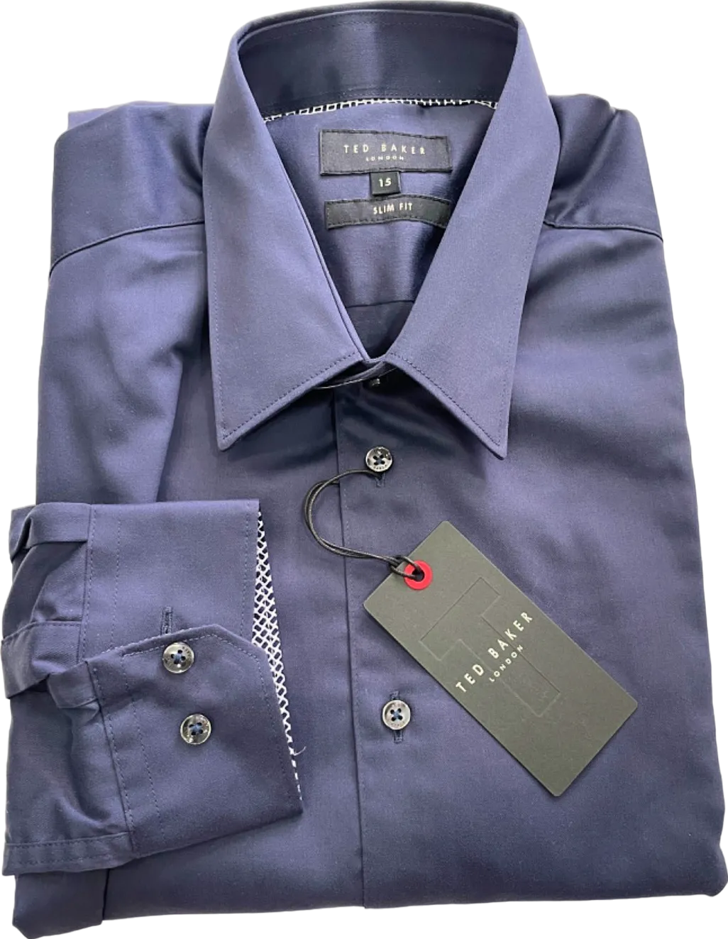 Ted Baker Navy Duddon Core Steel Slim fit Shirt UK 15.5" Neck