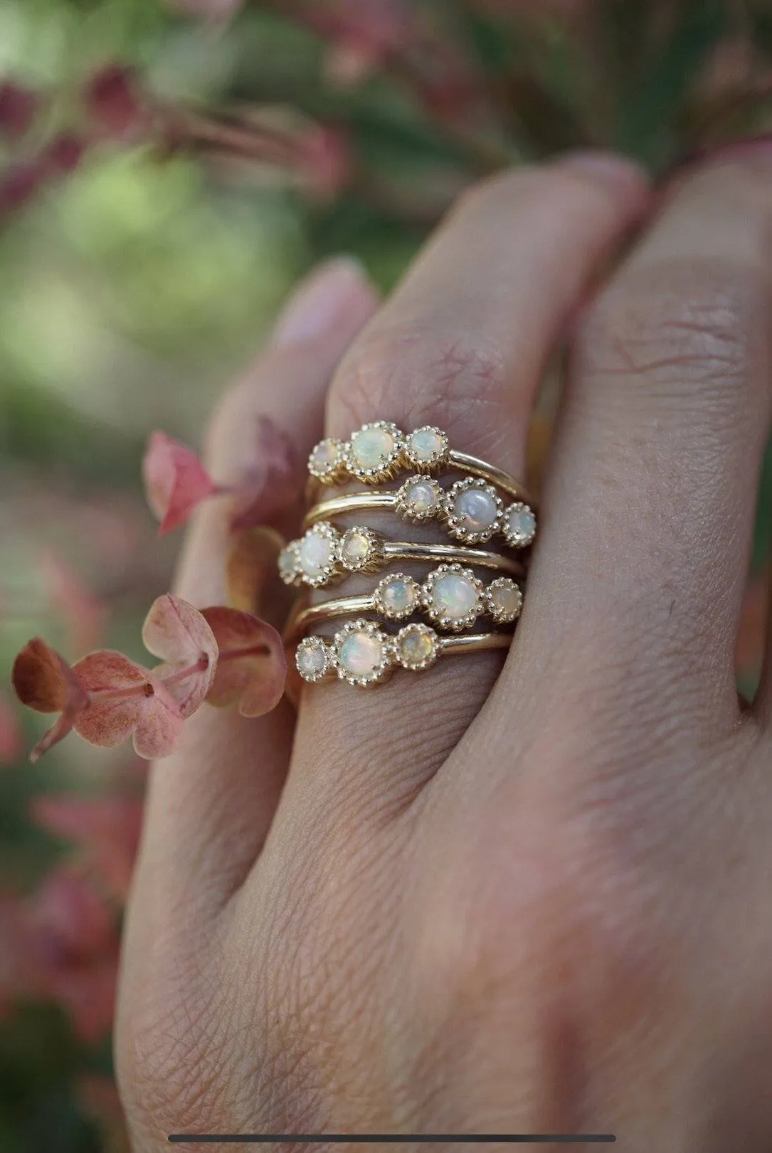 Three Flower Opal Ring