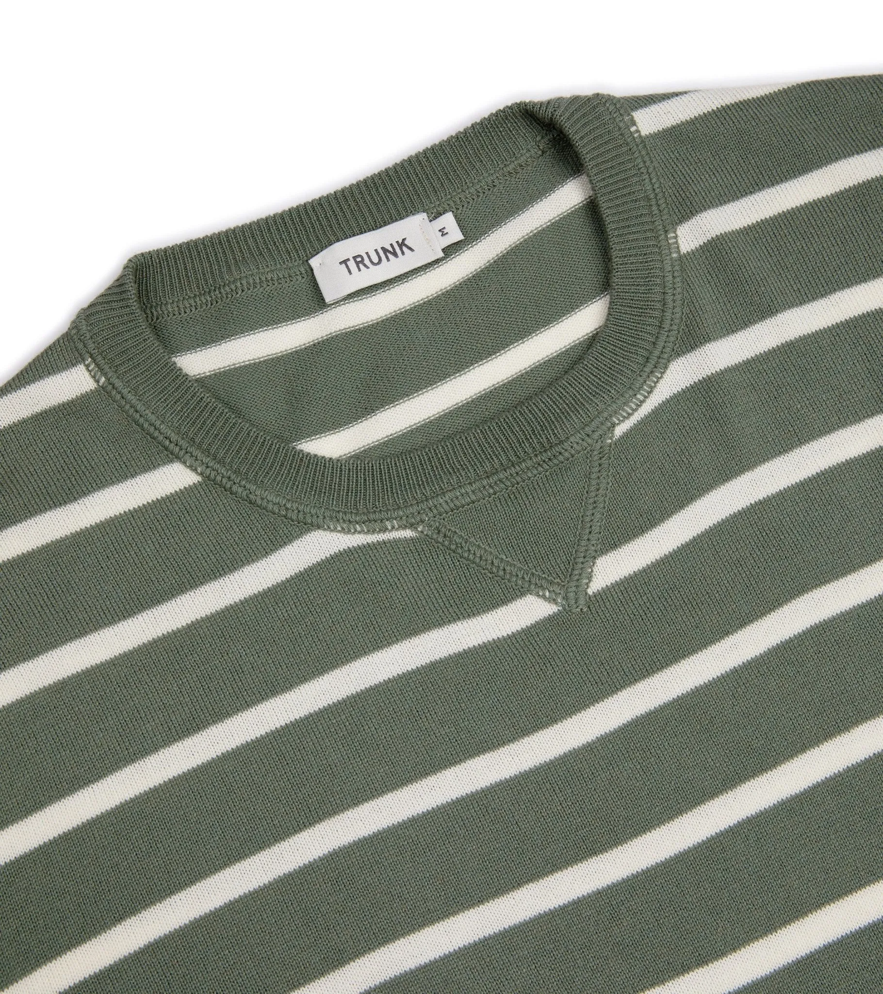 Trunk Marsham Cotton Cashmere Stripe Sweatshirt: Sage Green/Ecru