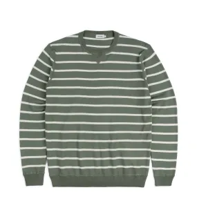 Trunk Marsham Cotton Cashmere Stripe Sweatshirt: Sage Green/Ecru