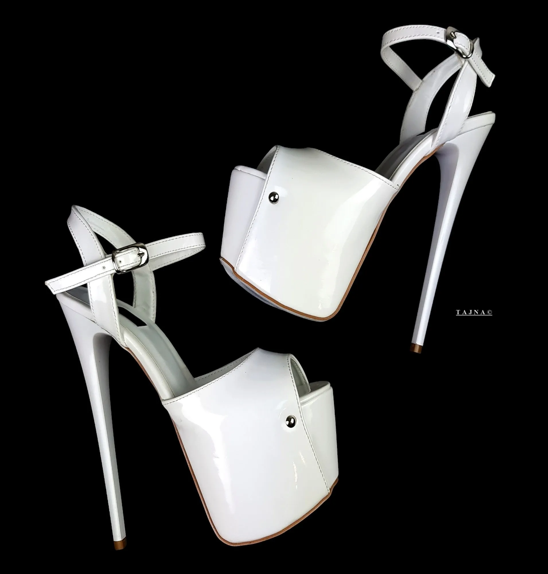 White Gloss High Heel Sandals