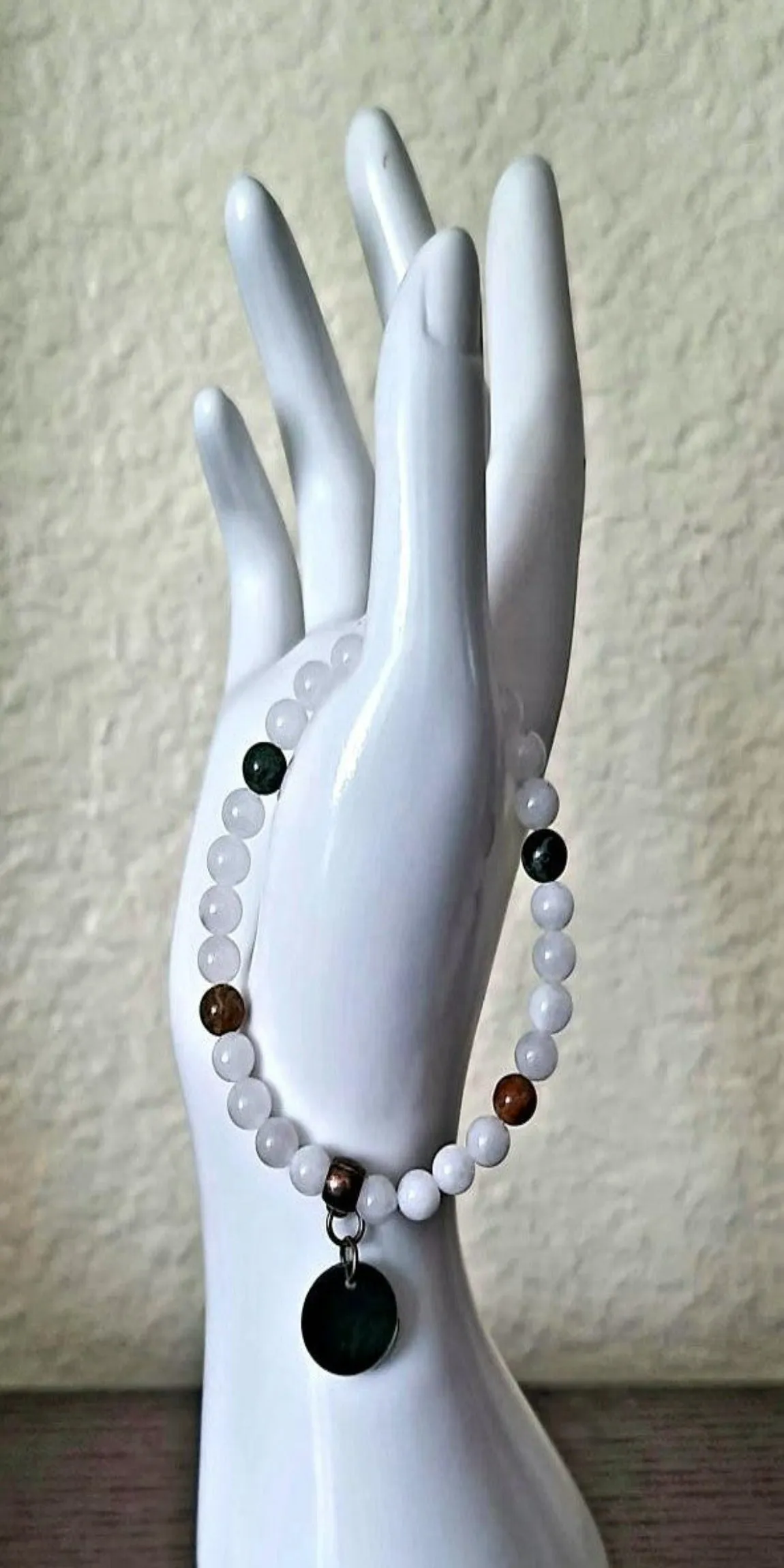 White Jade & Flower Ocean Jasper Bracelet