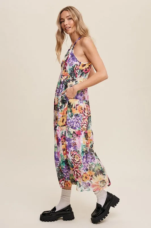 Wild Flower Print Maxi Dress