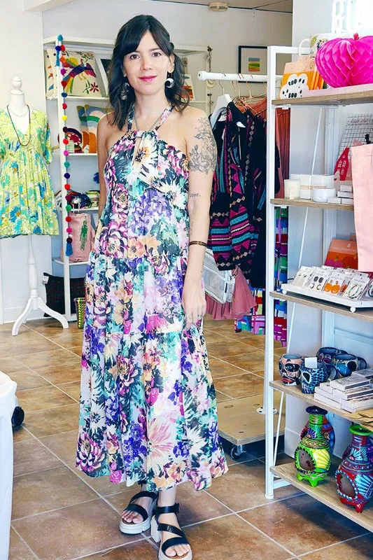 Wild Flower Print Maxi Dress