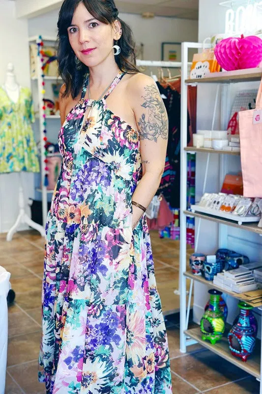 Wild Flower Print Maxi Dress