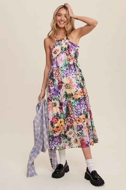 Wild Flower Print Maxi Dress