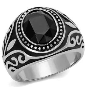 WildKlass Stainless Steel Ring High Polished (no Plating) Men Top Grade Crystal Jet