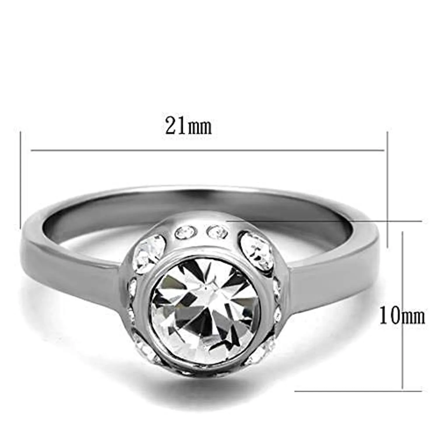 WildKlass Stainless Steel Ring High Polished Women Top Grade Crystal Clear