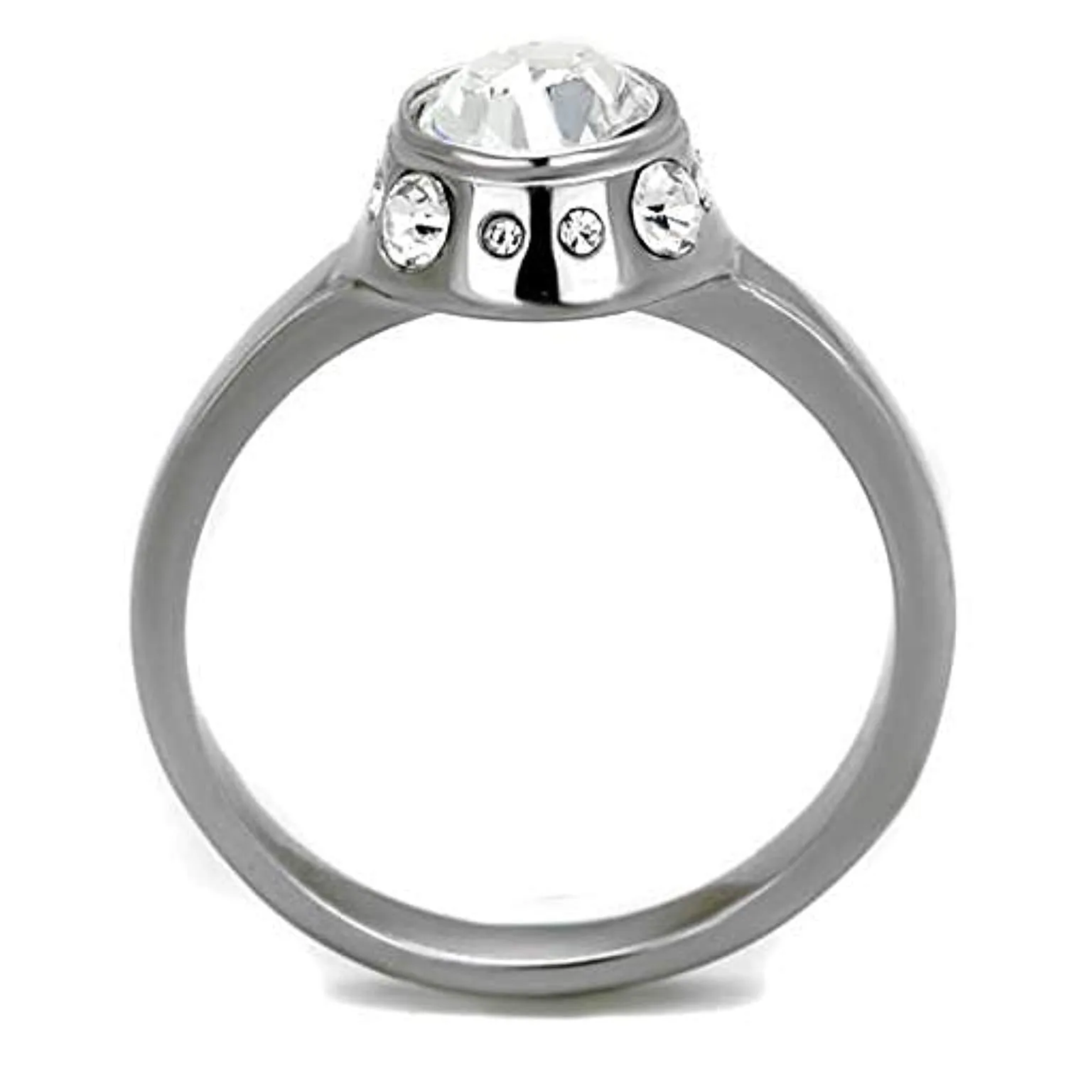 WildKlass Stainless Steel Ring High Polished Women Top Grade Crystal Clear