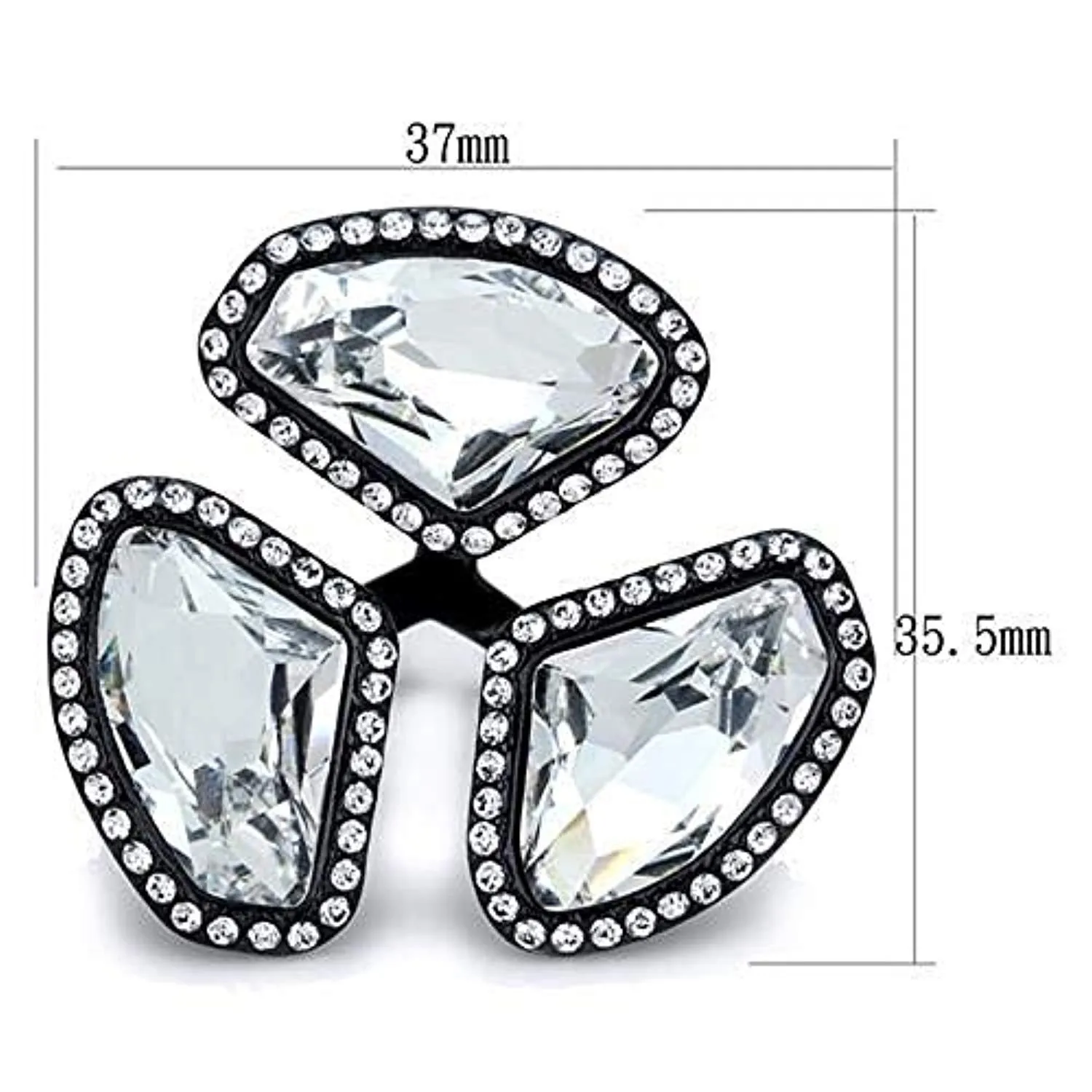 WildKlass Stainless Steel Ring IP Black Women Top Grade Crystal Clear