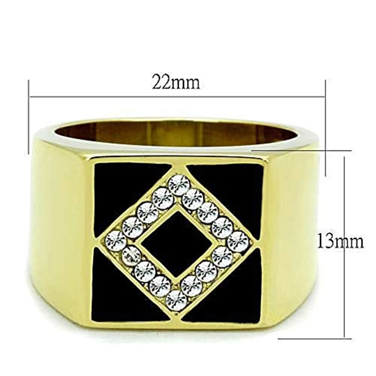 WildKlass Stainless Steel Ring IP Gold Men Top Grade Crystal Clear