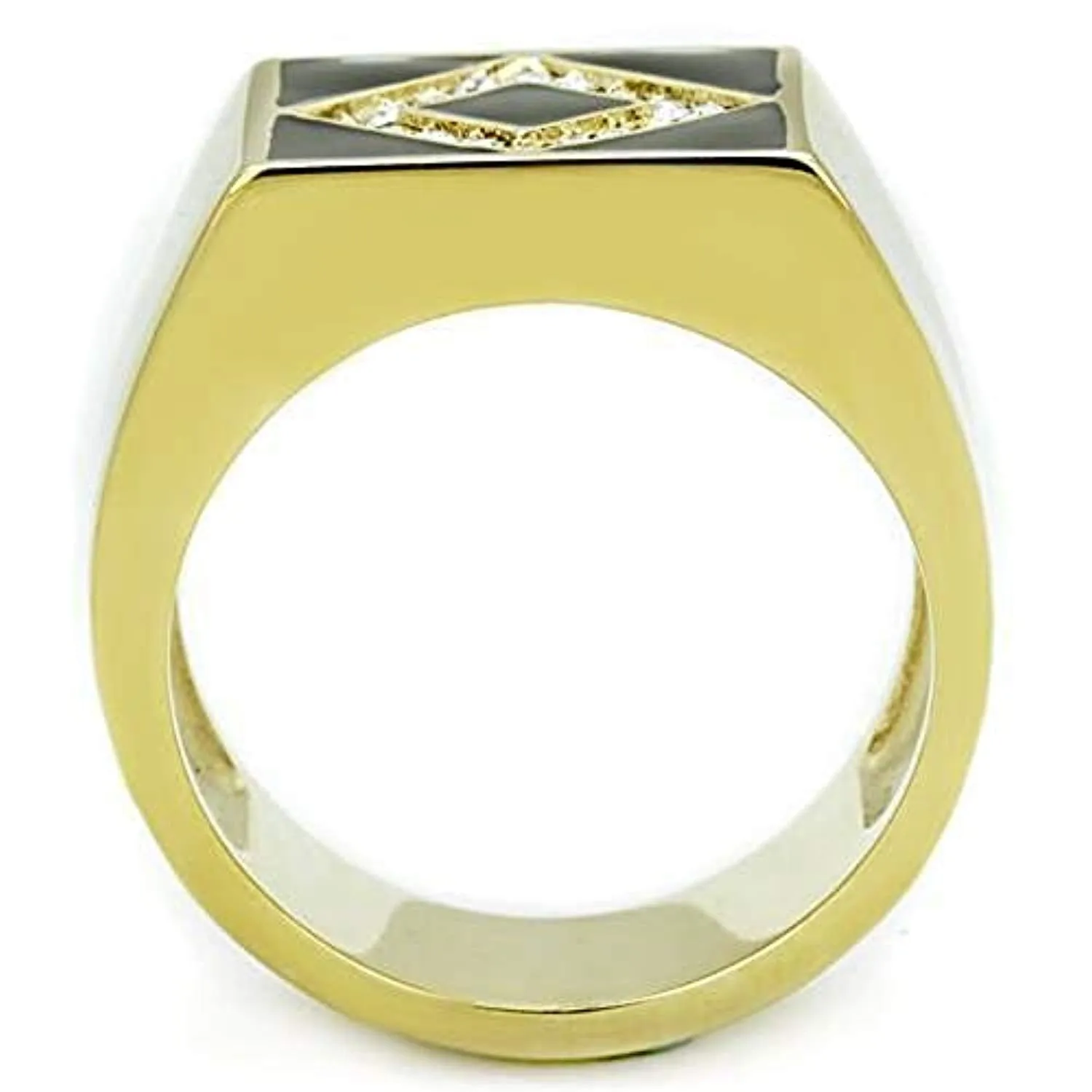 WildKlass Stainless Steel Ring IP Gold Men Top Grade Crystal Clear