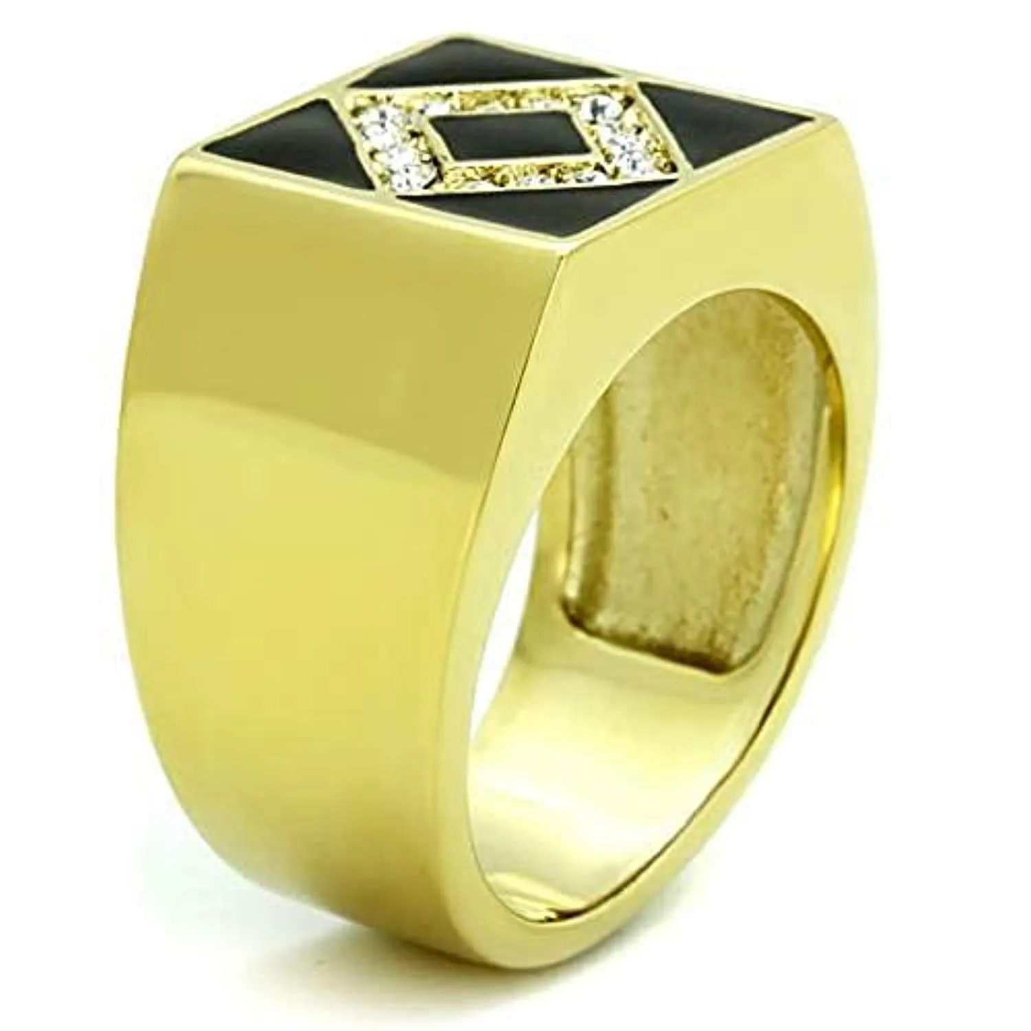 WildKlass Stainless Steel Ring IP Gold Men Top Grade Crystal Clear