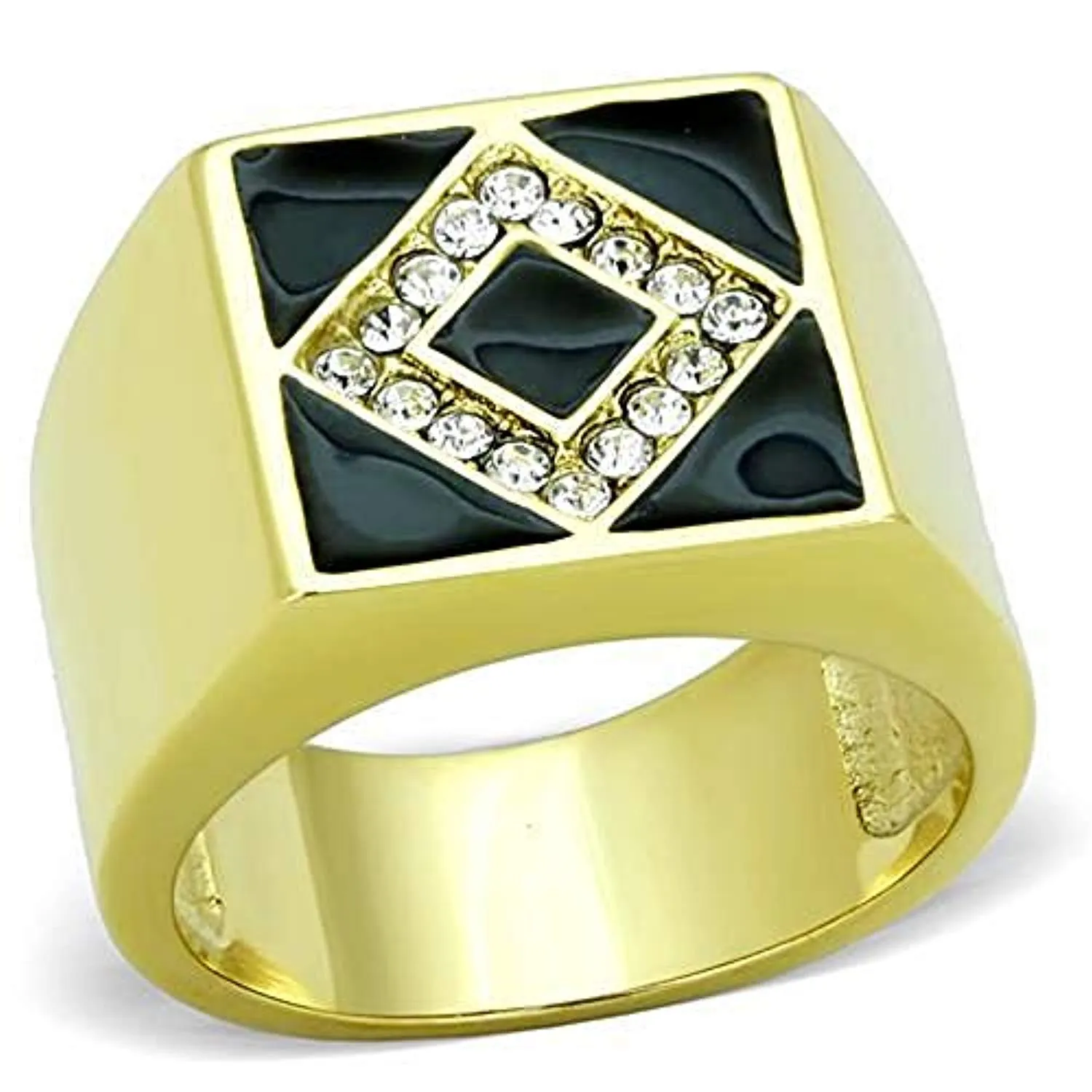 WildKlass Stainless Steel Ring IP Gold Men Top Grade Crystal Clear