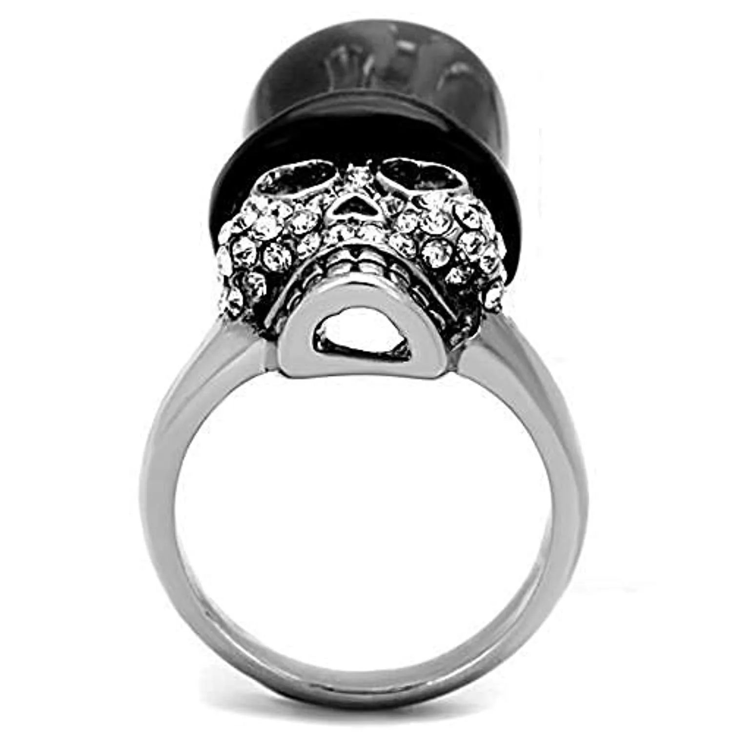 WildKlass Stainless Steel Ring Two-Tone IP Black Women Top Grade Crystal Clear