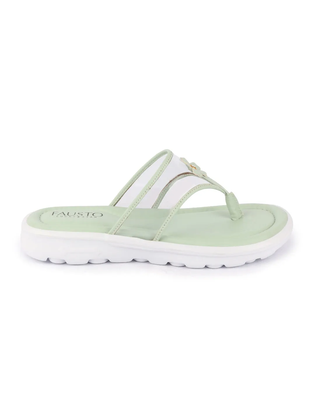 Women Green Casual Party Beach Fashion Stylish Floral Design Thong Flats Wedges Slipper