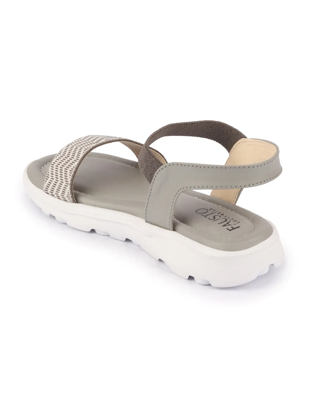 Women Grey Open Toe Fashion Stylish Day Long Comfort Slip On Wedges Sandals