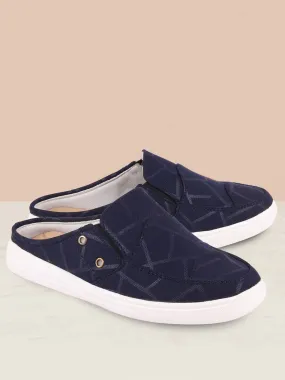 Women Navy Blue Casual Canvas Slip-On Shoes