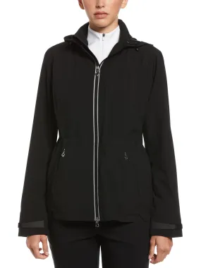 Womens Wind and Water Resistant Golf Jacket with Packable Hood