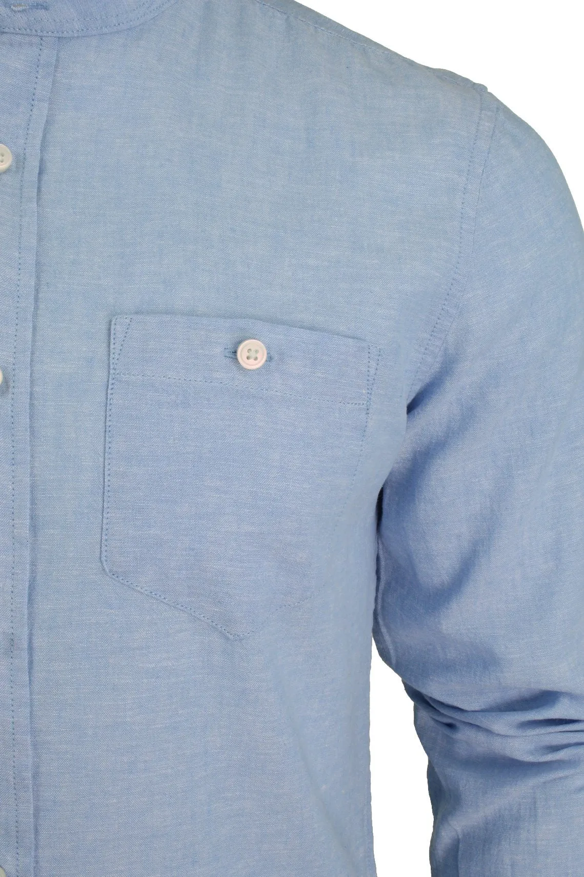 Xact Long Sleeved Linen Grandad Nehru Shirt