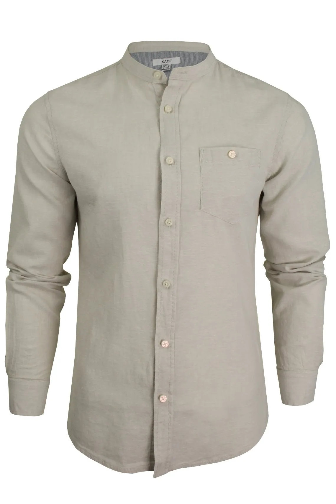 Xact Long Sleeved Linen Grandad Nehru Shirt