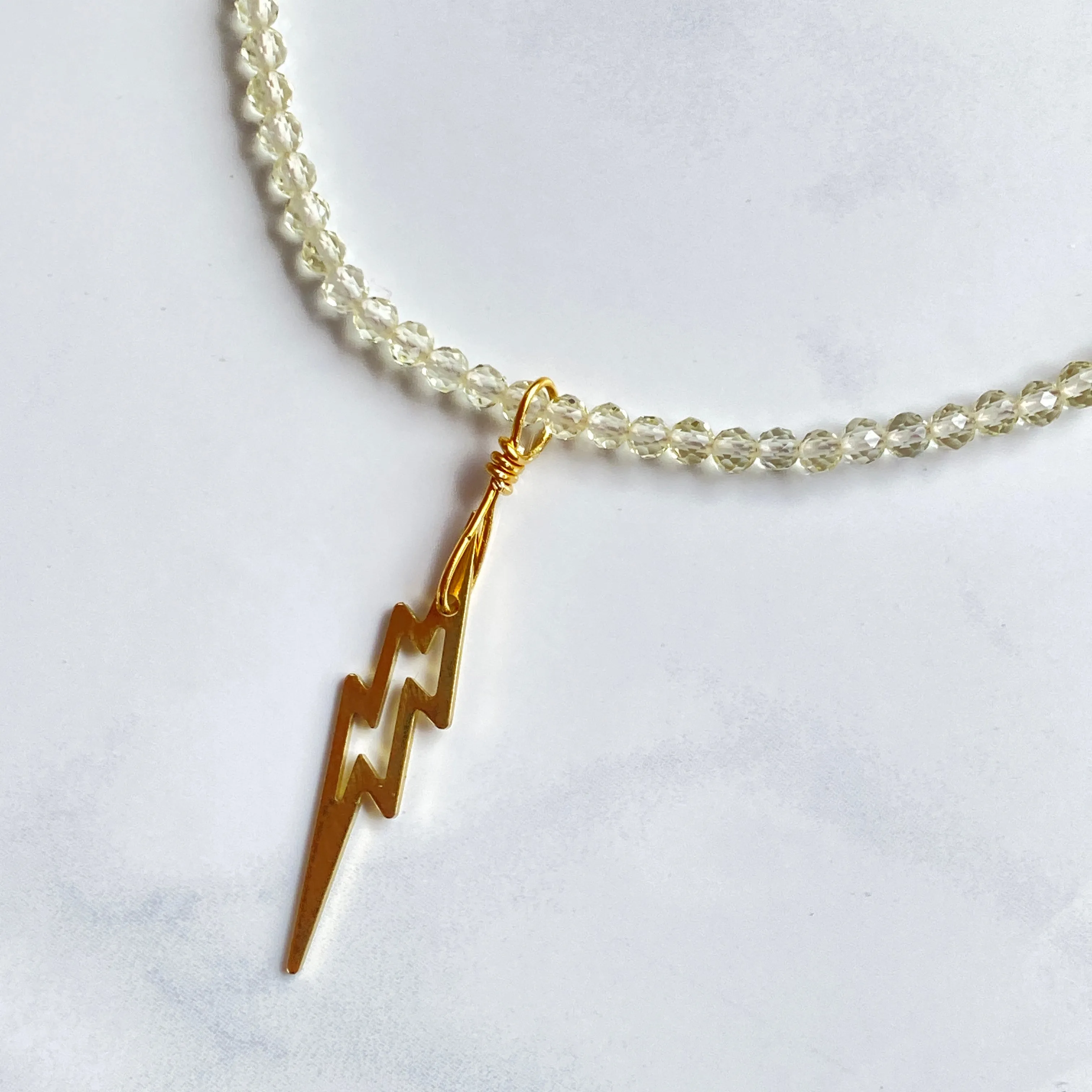 Yellow Topaz and Lightening Bolt Necklace