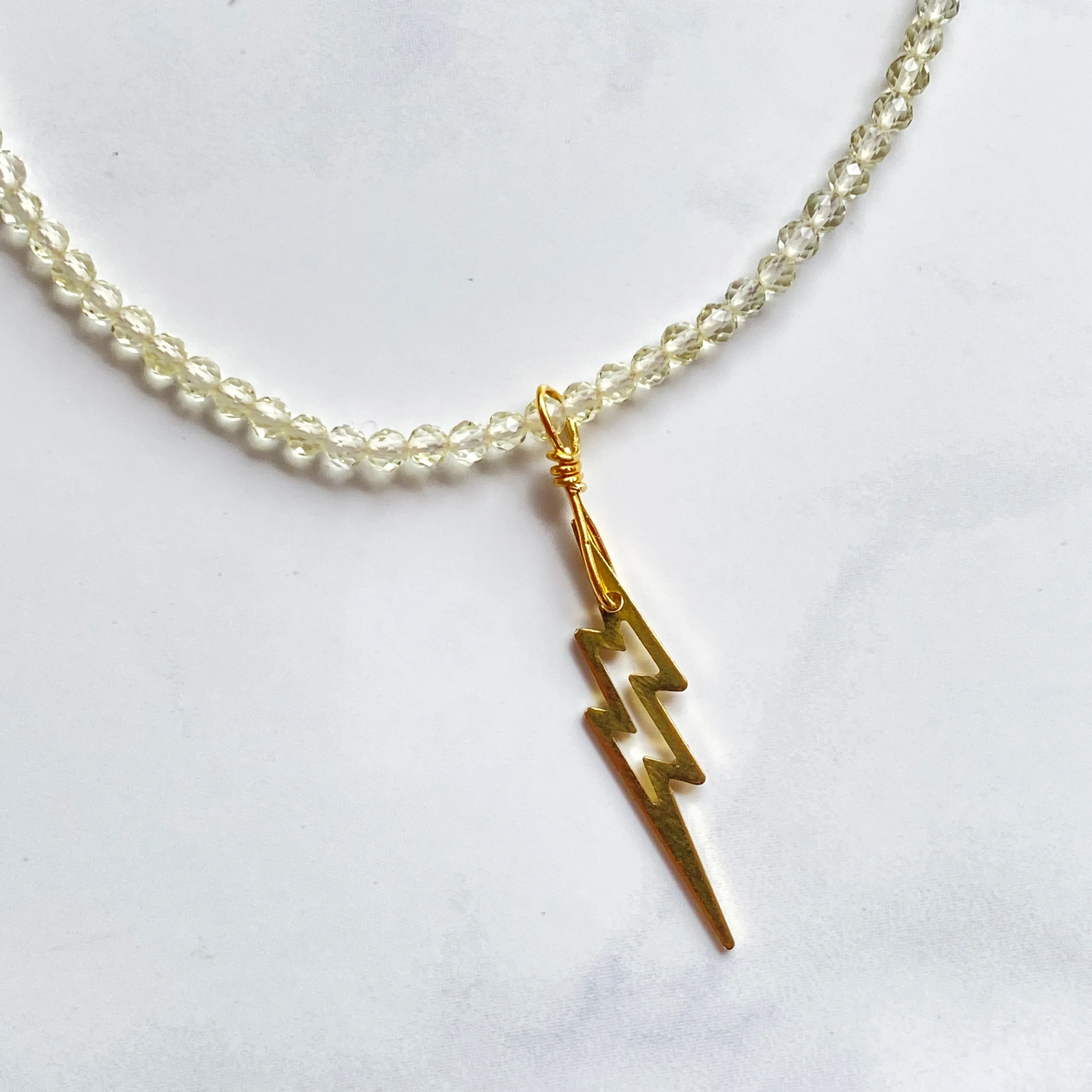 Yellow Topaz and Lightening Bolt Necklace